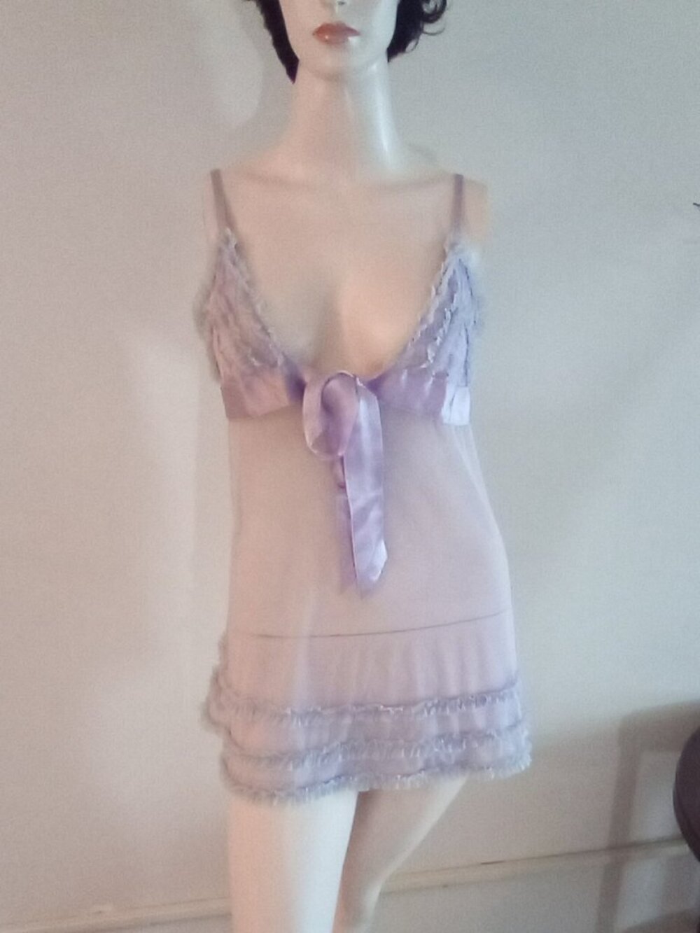 Vintage Frederick's Of Hollywood Lilac Sheer Babydoll Sz L